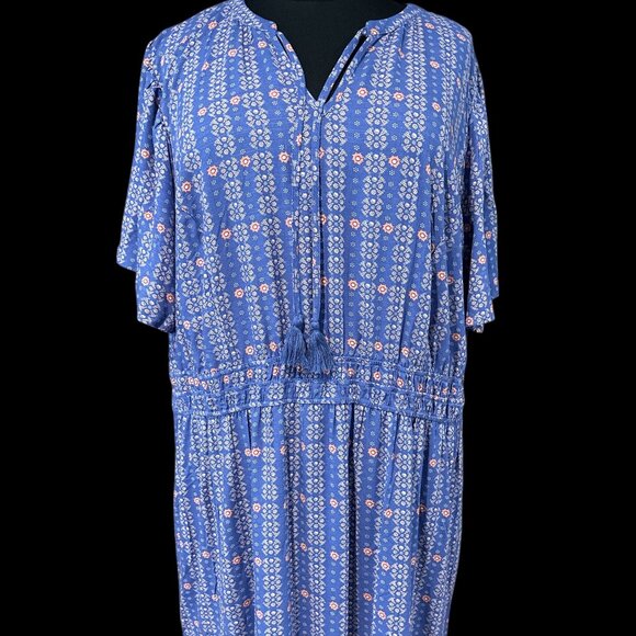 Knox Rose Flutter Sleeve Boho Maxi Dress Blue Pink NWT - Picture 4 of 11